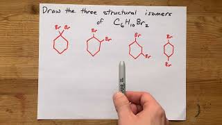 Draw the three structural isomers of C6H10Br2 [upl. by Eniala338]