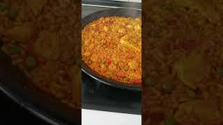 Spanish Paella shortvideo paella spanishfood rice cookedfood cookingchannel cooking foodie [upl. by Nannerb242]