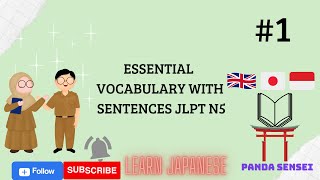 JLPT N5 Vocabulary and Example essential 01Japanese for Beginners [upl. by Yesrej]