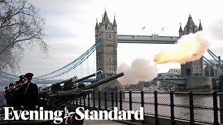 Gun Salute at Tower Bridge marks Queens historic Platinum Jubilee [upl. by Isman881]