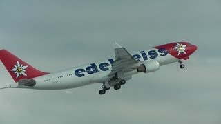 ✈ Edelweiss A330223 takeoff RWY16 at Zurich Airport  fullHD [upl. by Adnilemreh]