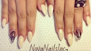 TUTORIAL Uñas Acrilicas Beige Con Encaje ♥ [upl. by Geesey]