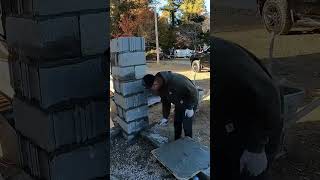 Laying Cinder Block Columns For Front Porch Gable  350000 Custom House Build  Episode 16 Part 5 [upl. by Amitaf]