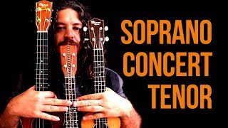 Ukulele soprano concert e tenor  Comparativo de ukuleles [upl. by Blackstock]