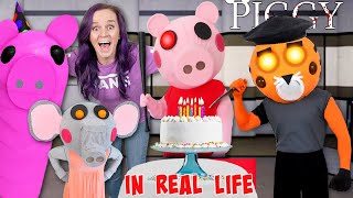 Roblox PIGGY In Real Life  Birthday Party with New INFLATABLE TRAP [upl. by Euh]