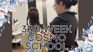 My third week in cosmetology school We practiced using a razor for cutting hair Come with me [upl. by Ikuy]