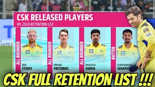 Thala Dhoni 🔥 CSK Release amp Retain Full List IPL 2024 [upl. by Annaigroeg]