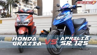 Honda Grazia vs Aprilia SR 125 Comparison हिन्दी  MotorOctane [upl. by Gottwald]