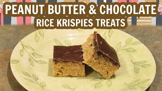 Peanut Butter amp Chocolate Rice Krispies Treats Recipe Leighshome [upl. by Yenitsed]