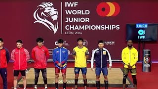 2024 IWF JUNIOR WORLD WEIGHTLIFTING CHAMPIONSHIP LEON  M67 A [upl. by Nemraciram]