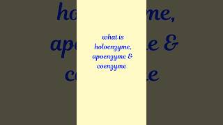 what is holoenzyme apoenzyme and coenzyme l biology enzymes [upl. by Mohsen]