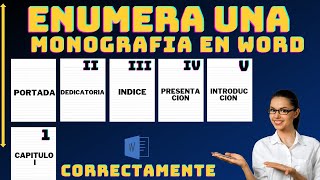 COMO ENUMERAR UNA MONOGRAFIA EN WORD 2024 [upl. by Nirroc277]