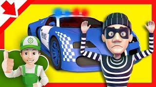 Polícia Desenhos Carro da polícia infantil Animado Polícia Máquina para crianças Carro quebrou [upl. by Isle]