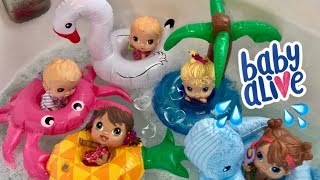 Baby Alive Crib Life Babies play on floaties in the water baby Alive video [upl. by Jewelle]