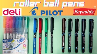 Top 3 Brands Rollerball Pens Review  Reynolds vs Pilot Pens vs deli [upl. by Saxen]