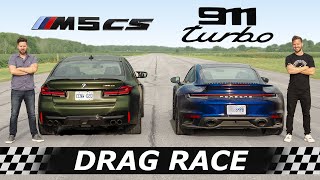 2022 BMW M5 CS vs Porsche 911 Turbo  DRAG amp ROLL RACE  Surprise Contender [upl. by Selym837]