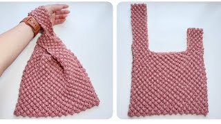 How to knit Japanese knot bag วิธีถักกระเป๋ายี่ปุ่น crochetbag [upl. by Kohcztiy]