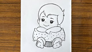 Cute baby drawing easy step by step  How to draw a cute baby boy  Pencil sketch for beginners [upl. by Pironi381]