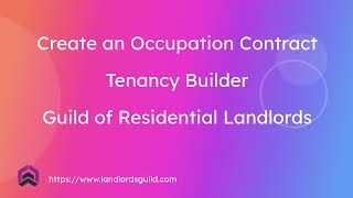 Create an Occupation Contract using Tenancy Builder [upl. by Monney]