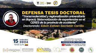 Defensa Tesis Doctoral Edwin Sacristán Carrillo CADE Uptc [upl. by Arleyne]