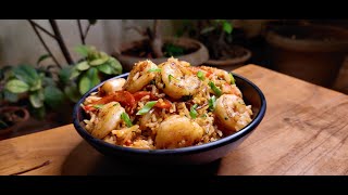 Prawns Schwezwan Fried Rice I Chinese Non Veg Seafood Recipe I Prawns Fried Rice [upl. by Macfadyn]