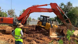 Wow Incredible Biggest Bulldozer Stuck Recovery By Excavator Hitachi Zaxis 330 [upl. by Kippar]