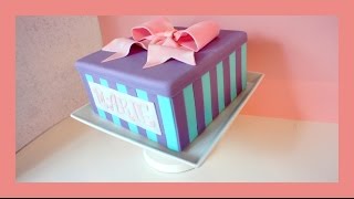 Fondant Geschenkbox Torte mit Schleife  Motivtorte mit Fondant  Geschenktorte  von Kuchenfee [upl. by Ecnerrat]