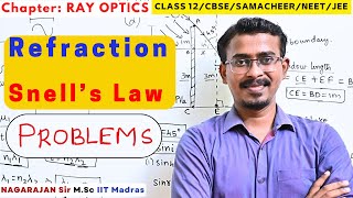 10 Problems Law of refraction  Snells law  Ray Optics class 12 JEE NEET [upl. by Drusi]