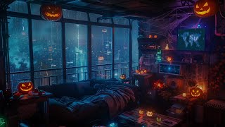 Neon City Balcony Calm Gentle Rainfall amp Peaceful Ambience  12 Hours of SciFi Relaxation  ASMR 😴 [upl. by Nilhsa404]