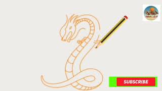 how to draw a step by step dragon for beginners  golden line  how to draw dragon [upl. by Ahsaetal]