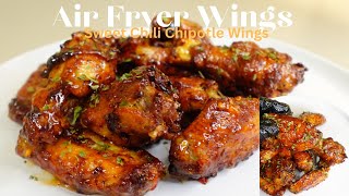 How To Make Crispy Wings In The Air Fryer  Sweet Chili Chipotle Wings Recipe  Kels Cuisine [upl. by Balcke163]