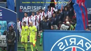 PSG  OGC Nice 02042016  41 L1 J32 34  Entrée des deux équipes [upl. by Hajin]