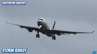 STORM ASHLEY  Heavy Winds 27L Arrivals at London Heathrow  201024 [upl. by Plath]