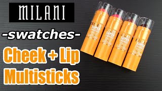 Milani Supercharged Cheek  Lip Multisticks  Swatches Application Review [upl. by Annmaria]