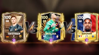 97 Maignan vs 97 Ter stegan vs 97 Muslera review fc mobile [upl. by Eanahc813]