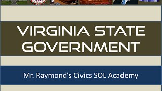 Virginia State Government  Civics SOL [upl. by Eirek]