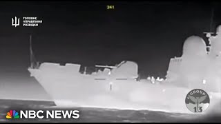 Video said to show Ukrainian attack on Russian warship off Crimea [upl. by Cade]