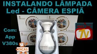 INSTALANDO  Câmera Espiã IP 1080P IR LED Lâmpada Câmera 360 Graus WiFi sem Fio P2P [upl. by Rennold]