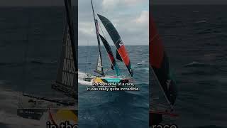 Ever wonder what it’s like to sail with a bird’s eye view 🐦 drones shorts theoceanrace [upl. by Einiar]