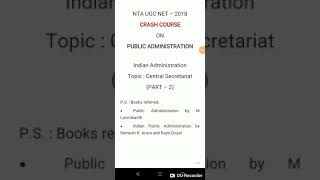 UGC NET Public Administration  Central Secretariat part 2 Crash Course for NTA  NET [upl. by Dugan394]