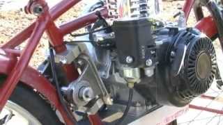 Homemade motorbike with GTC TC2 transmission amp Honda 120 GX  first drive [upl. by Lachus]