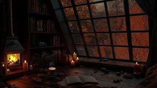 Autumn Serenity Gentle Rain Fireplace Sounds and Scenic Views to Relax and Unwind [upl. by Henrie]