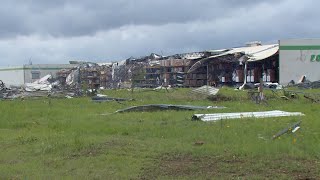 VIDEO Oklahoma distribution center destroyed in tornado [upl. by Corenda631]