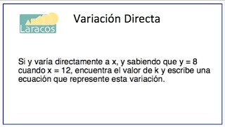 Variacion Directa Enunciado con valores de x y de y [upl. by Giuseppe]