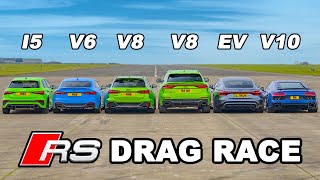 Audi R8 v RS etron GT v RS3 v RS6 v RSQ8 v RS5 DRAG RACE [upl. by Madaras]