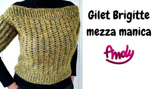 Gilet mezza manica Brigitte Smanicato uncinetto facile [upl. by Nnayllas389]