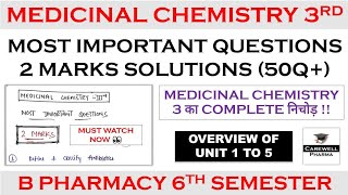 Solutions  2 marks complete  Medicinal Chemistry 6th semester Important Questions  Carewell P [upl. by Ariom511]