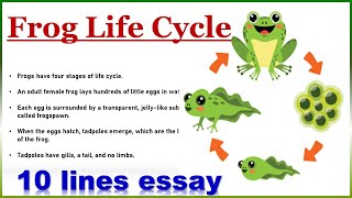 Frog Life CycleLife Cycle of Frog10 lines essay [upl. by Ydnim]