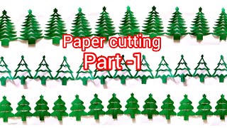 Paper Cutting Design ❄️ How to make paper garland Christmas trees [upl. by Notirb940]