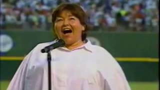 Roseanne Barr Disrespectfully Sings National Anthem and Spits [upl. by Eenahpets201]